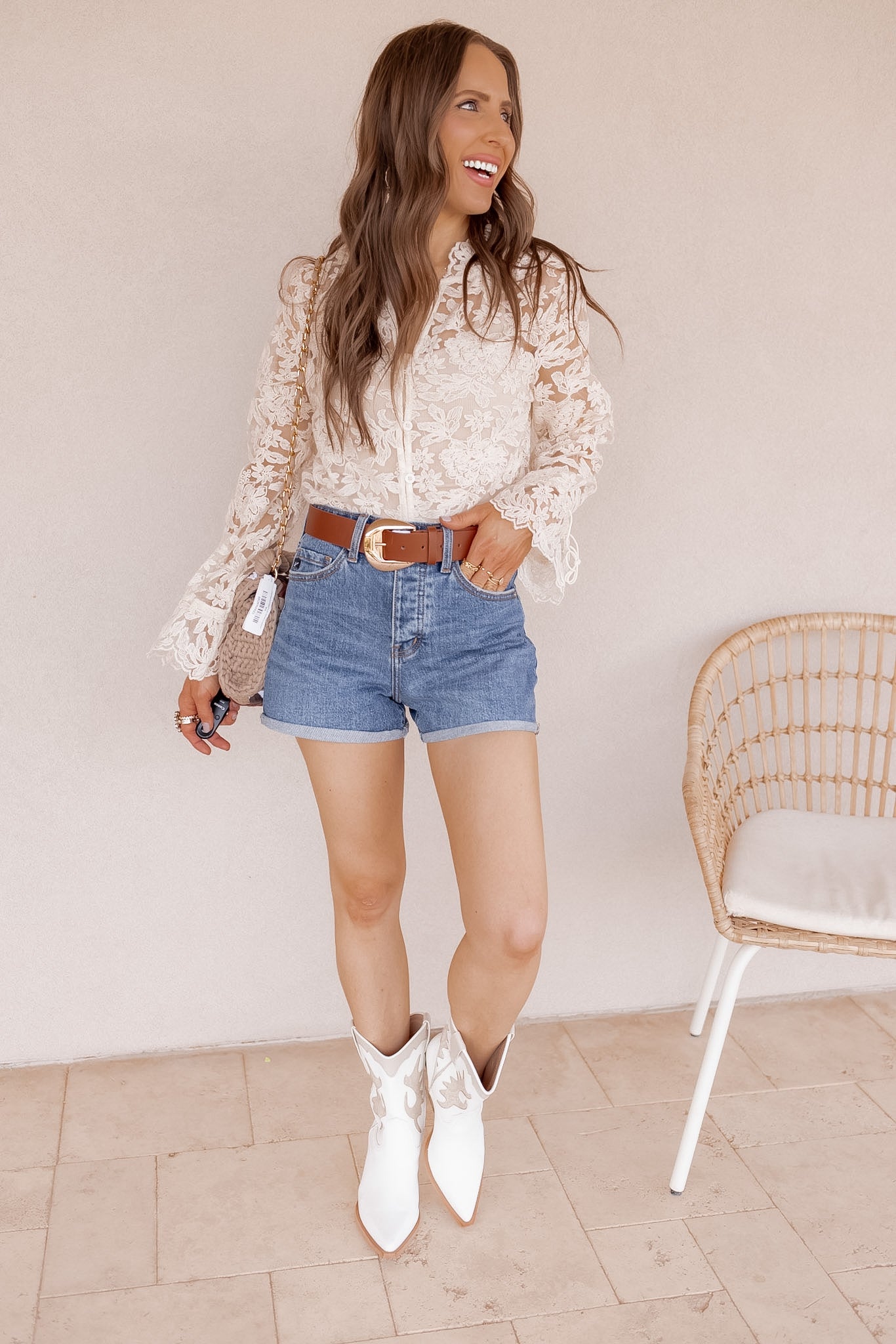 Boho Dreams Floral Lace Long Sleeve Blouse