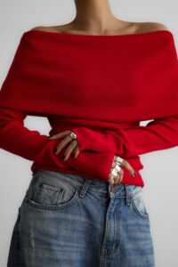 Slim Fit Slit Neck Long Sleeve Knit Top