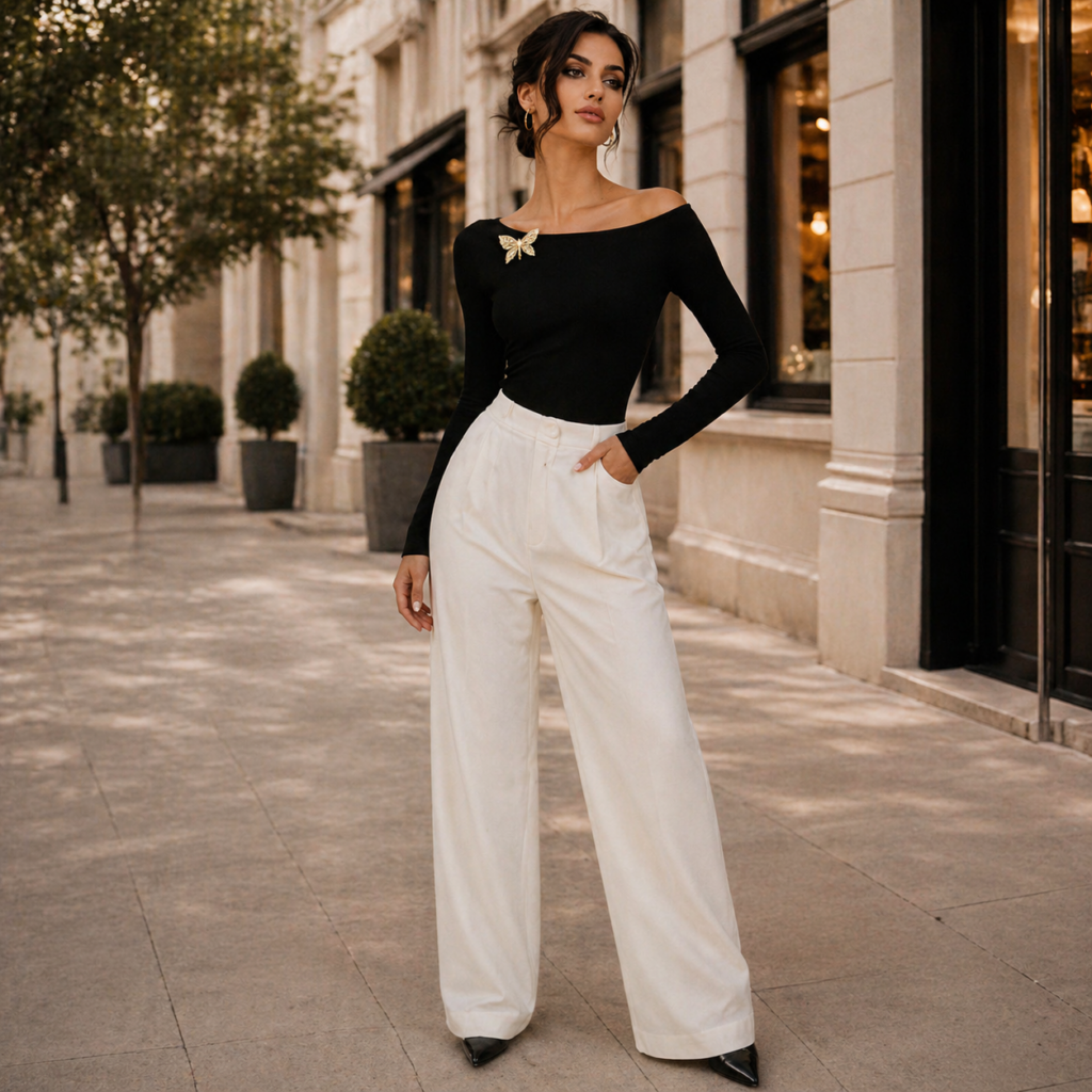 Black Off Shoulder Long Sleeve Top