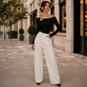 Black Off Shoulder Long Sleeve Top