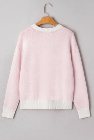 Cherry Pattern Drop Shoulder Sweater