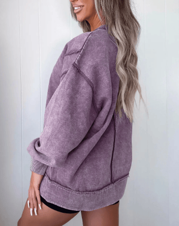 Mineral Wash Exposed Seam Side Slit Sweatshirt